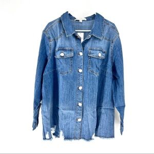 EST 1946 Denim Women's Plus Raw Hem Ripped Jacket w/ Pockets - 18/20